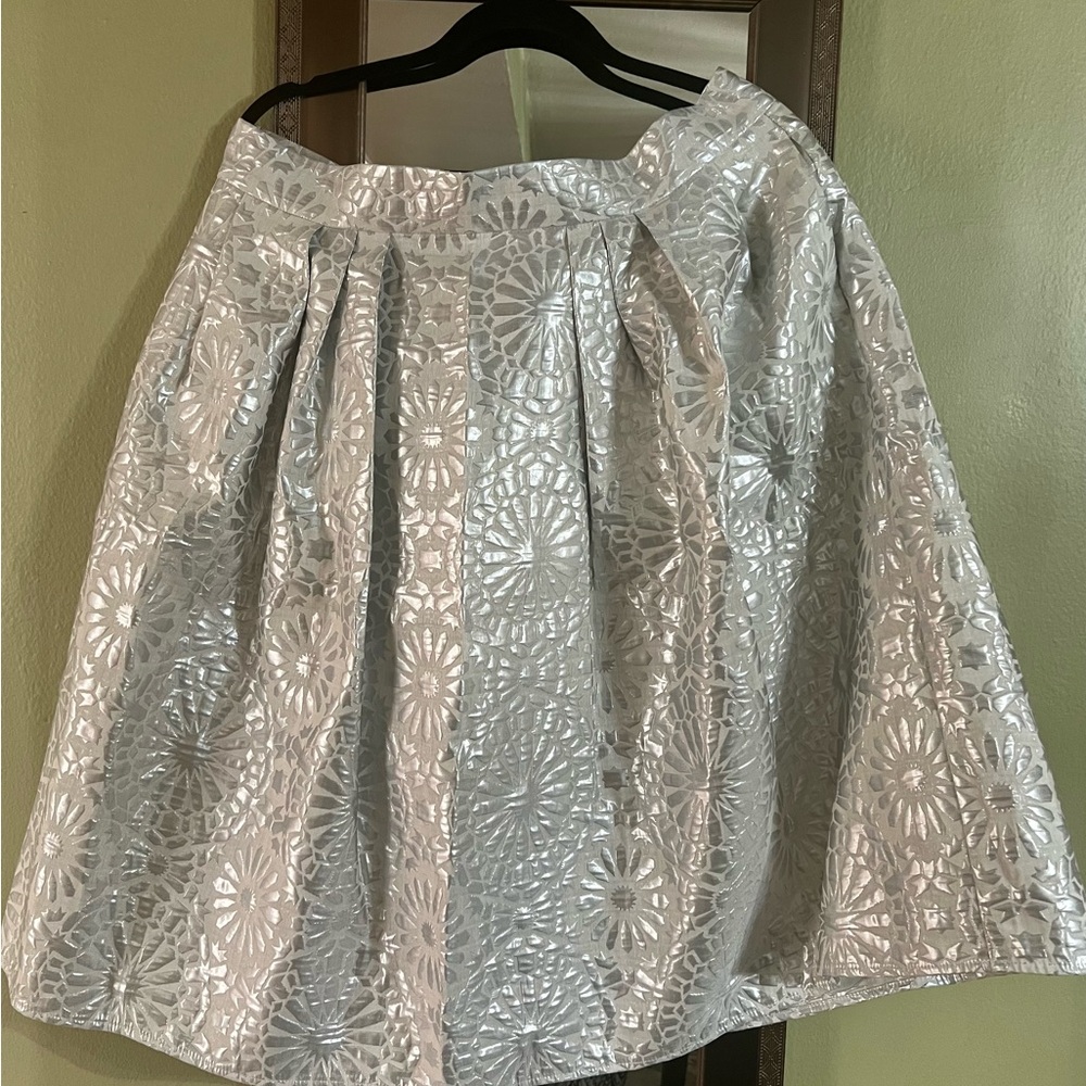 Beautiful Silver Floral A-Line Skirt Sz. 16
